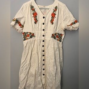 Half Sleeve Knee Length Embroidered Dress (Great for Midsommar costume) 💐